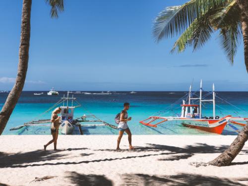 Tourists at Boracay's White Beach