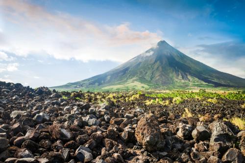 Mayon Volcano is an active stratovolcano in the Philippines.