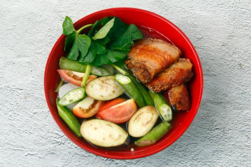 Sinigang with fresh vegetables